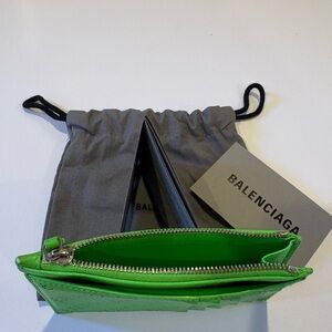 Balenciaga Vibrant Green Leather Wallet